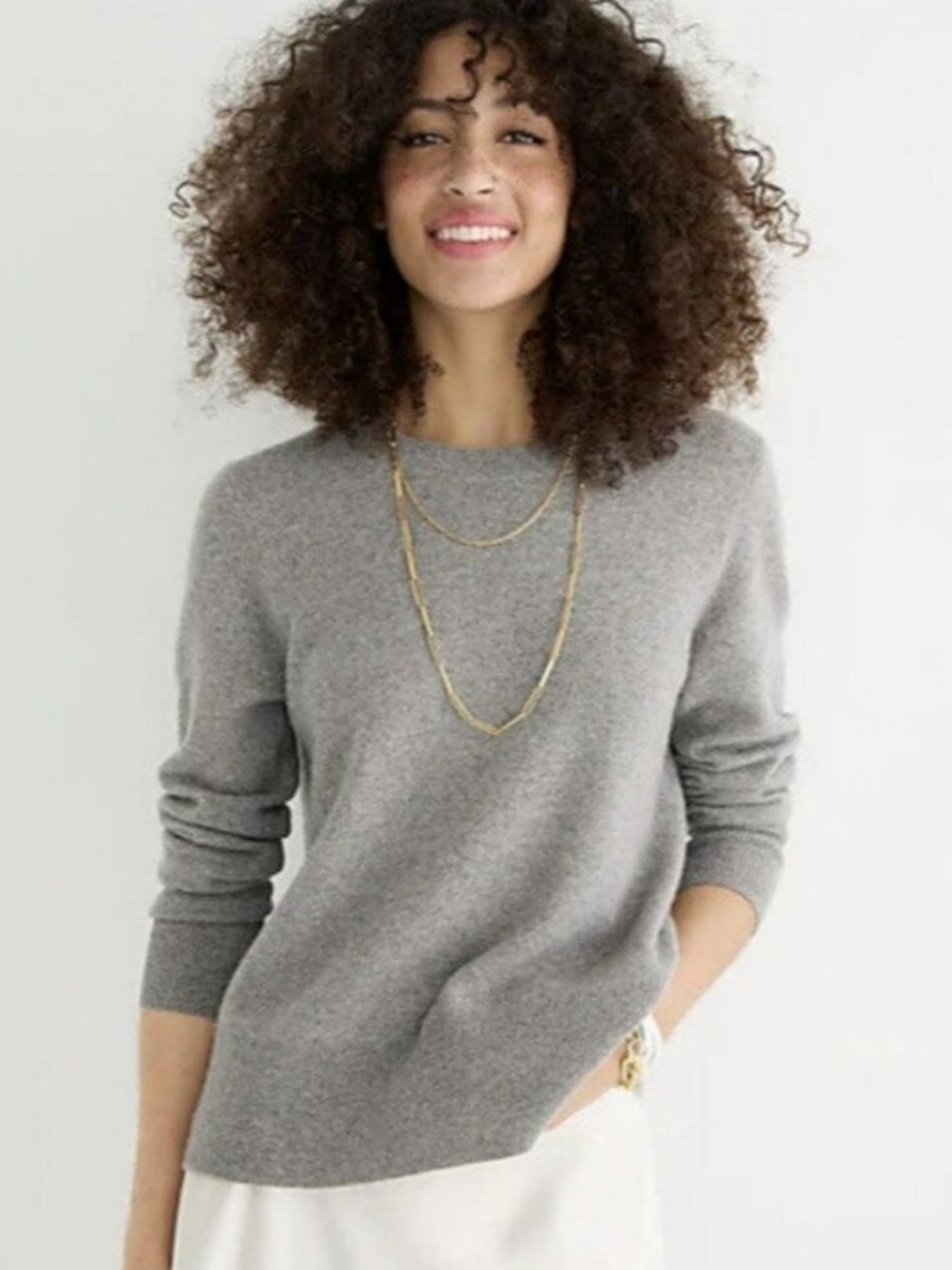 J. Crew Cashmere Classic Fit Crewneck Sweater Cozy Soft Heather Ash Gray size M - Picture 5 of 6